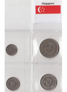 SINGAPORE Serie 4 monete poco circolate